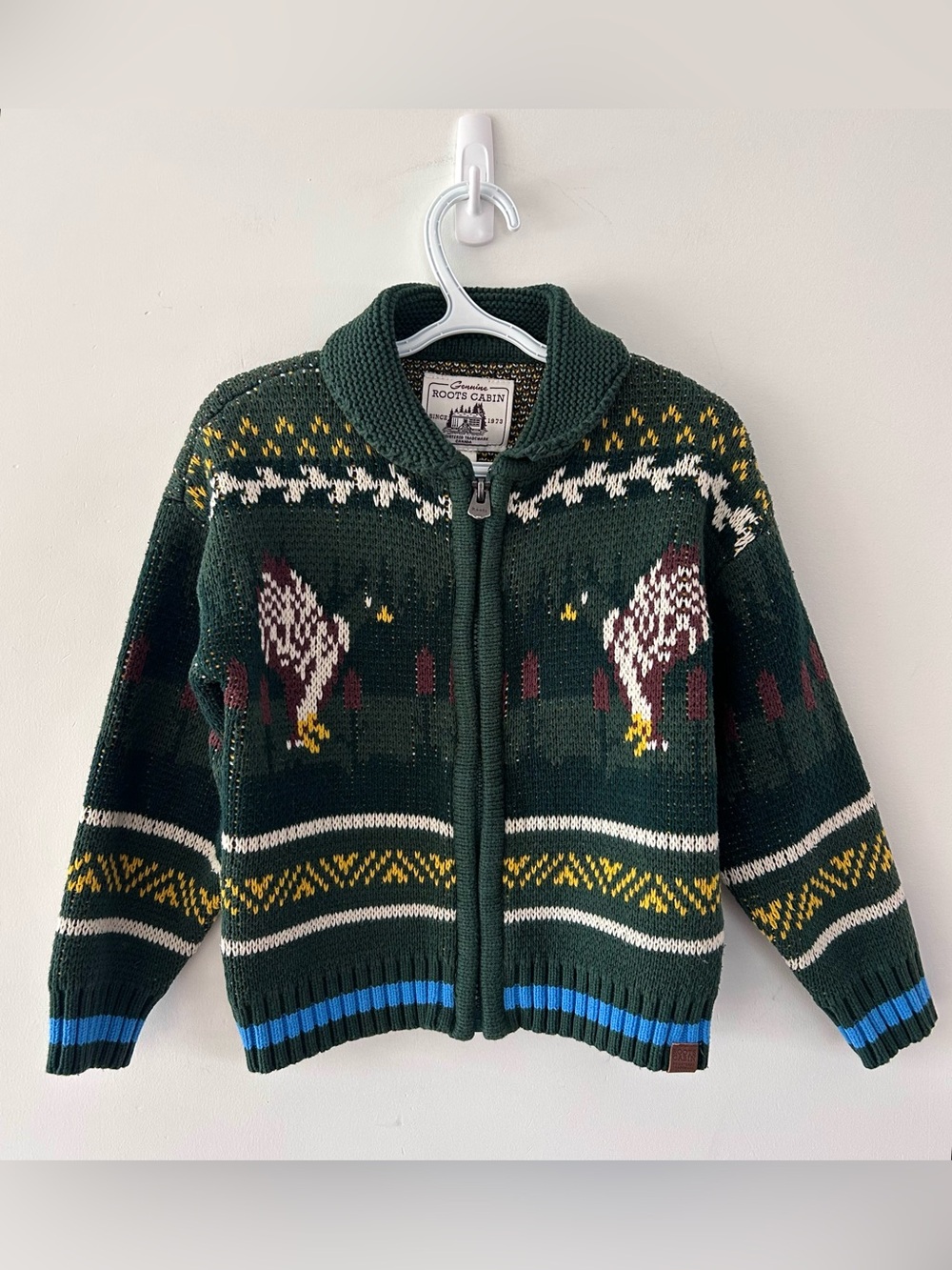ROOTS CABIN Shawl Fair Isle Cardigan | 3T | Cowichan Style